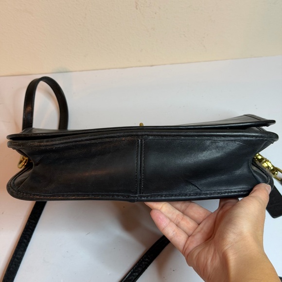 Coach Vintage Penny Pocket Purse Black Leather Crossbody Bag - Picture 5 of 12
